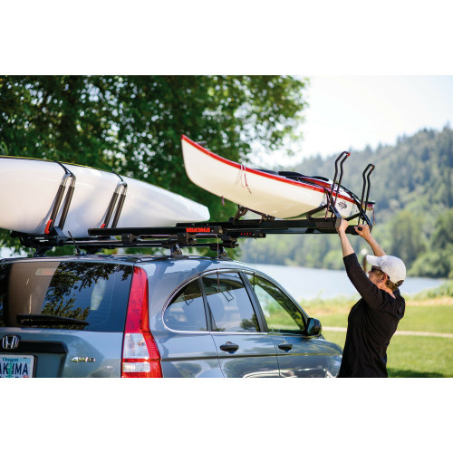Porta kayak e 2 tavole da surf estensibile per barre portatutto Yakima ShowDown