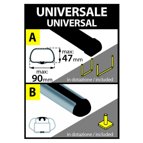 Portabiciclette universale in acciaio con serratura per barre portatutto