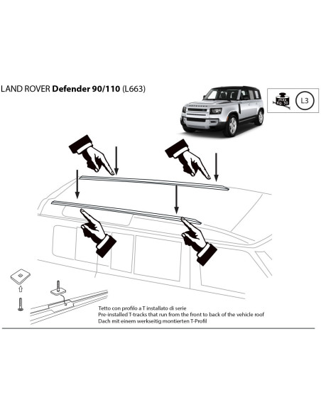 2 Barre portatutto XAL-PRO alluminio Land Rover Defender 90/110 dal 2019