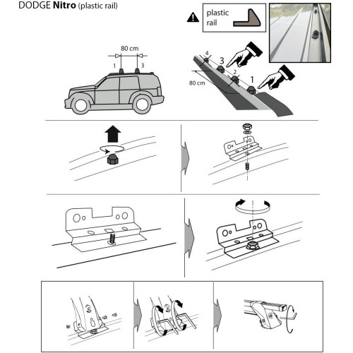 Kit barre portatutto LP56 per Dodge Nitro 5p dal 2008 railing plastica