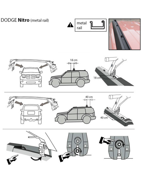 Kit barre portatutto LP56 per Dodge Nitro 5p dal 2007 railing metallo