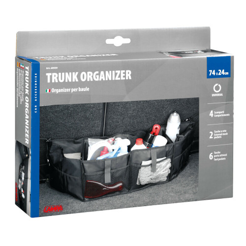Borsa portaoggetti organizer per baule con tasche 74x24x14,5cm