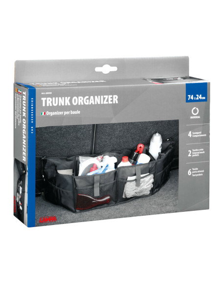 Borsa portaoggetti organizer per baule con tasche 74x24x14,5cm