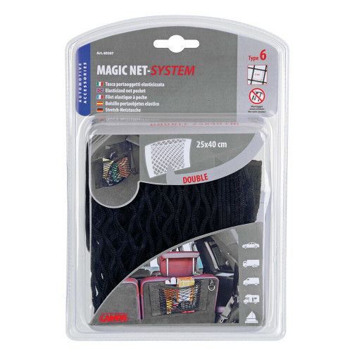 Tasca a rete elasticizzata multiuso fissaggio in moquette 40x25cm