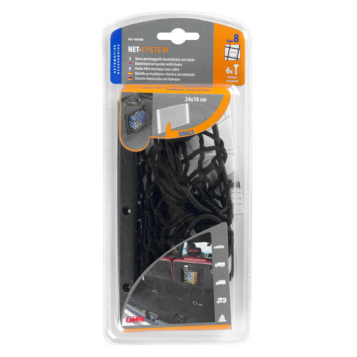 Tasca a rete elasticizzata multiuso fissaggio a viti 24x18cm