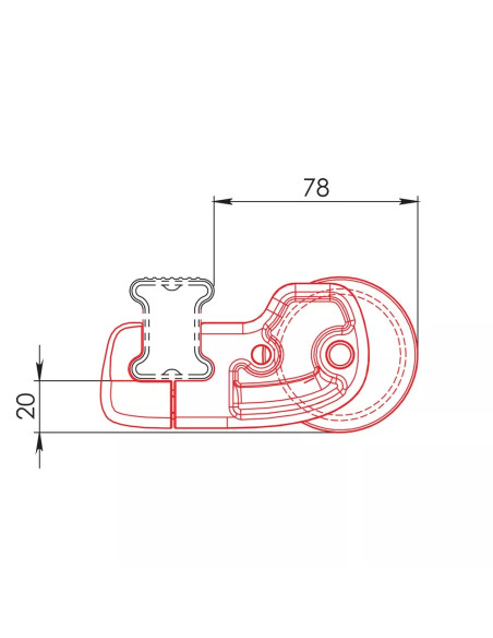 Rullo posteriore L64cm per barre commerciali Nordrive kargo