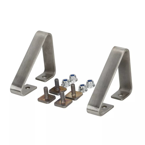Coppia fermacarico in acciaio inox H70mm per barre con canalina