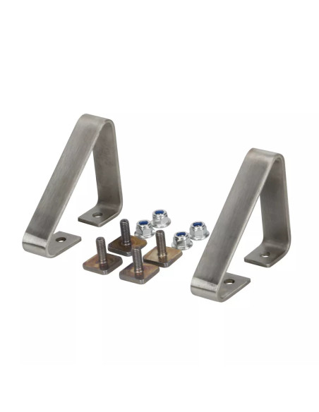 Coppia fermacarico in acciaio inox H70mm per barre con canalina