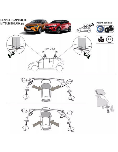 Kit barre portatutto LP49 per Mitsubishi ASX dal 2023