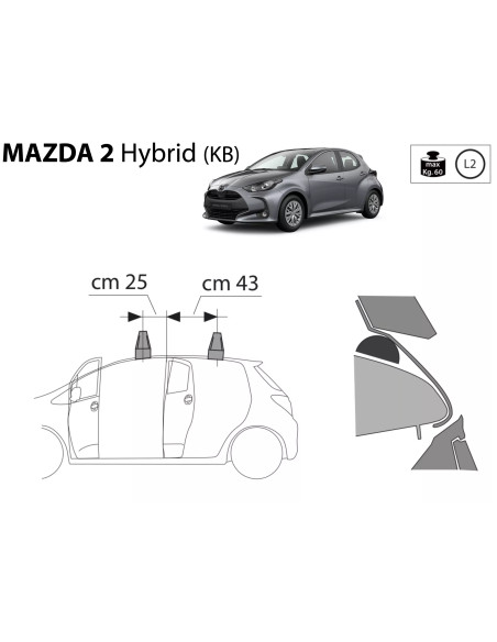 Kit barre portatutto LP43 per Mazda 2 Hybrid dal 2022