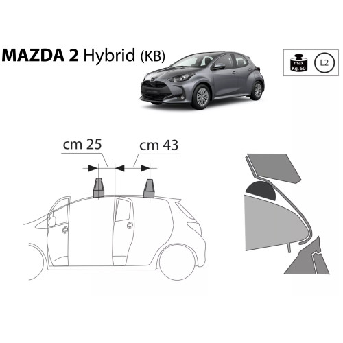 Kit barre portatutto LP49 per Mazda 2 Hybrid dal 2022