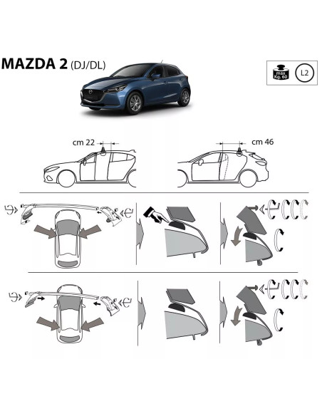 Kit barre portatutto LP49 per Mazda 2 5 porte dal 2014