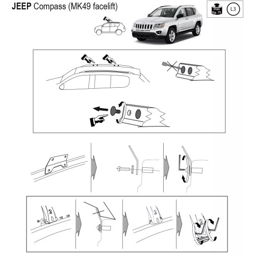 Kit barre portatutto LP56 per Jeep Compass 2011-2016