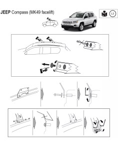 Kit barre portatutto portapacchi LP65 per Jeep Compass 2011-2016 2