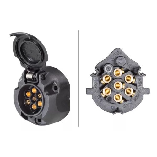 Presa 7 poli 12V in plastica tonda per rimorchi