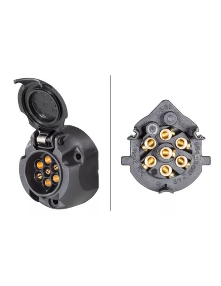 Presa 7 poli 12V in plastica tonda per rimorchi