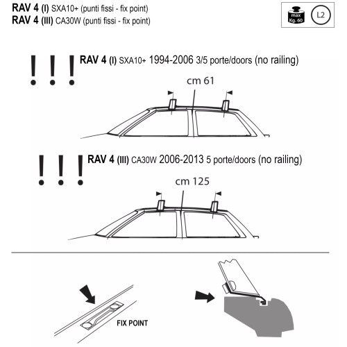 Kit barre portatutto LP43 per Toyota Rav4 5p Crossover 2006-2013