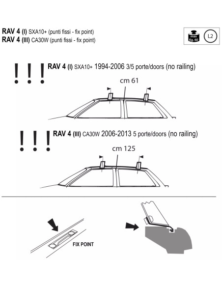 Kit barre portatutto LP43 per Toyota Rav4 5p Crossover 2006-2013