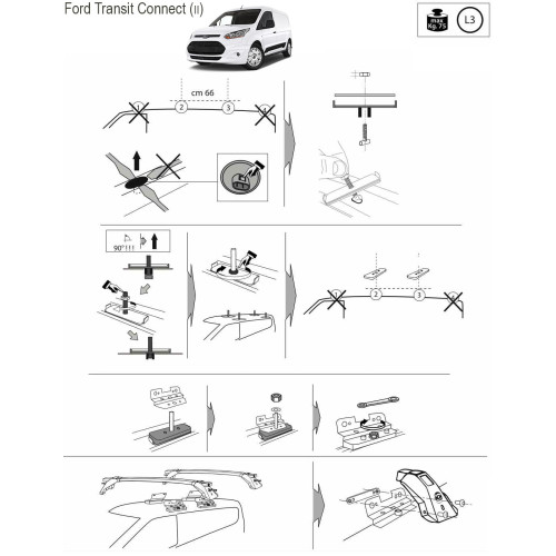 Kit barre portatutto LP65 per Ford Transit Connect 2013-2024