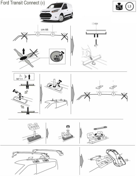 Kit barre portatutto LP65 per Ford Transit Connect 2013-2024
