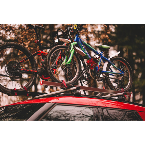 Portabici da tetto per barre portatutto telai maggiorati MTB in alluminio