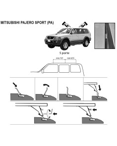 Kit barre portatutto portapacchi Mitsubishi Pajero Sport c/predisposizioni 2