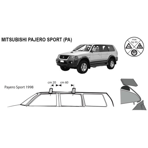 Kit barre portatutto LP49 per Mitsubishi Pajero Sport 1998-2008