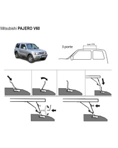 Kit barre portatutto portapacchi Mitsubishi Pajero 2000-2006 c/predisposizioni 2