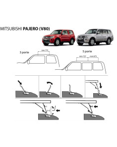 Kit barre portatutto portapacchi Mitsubishi Pajero dal 2006 c/predisposizioni 2