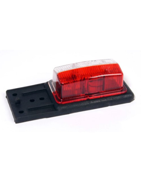 Fanale ingombro laterale rosso/bianco con supporto per rimorchi