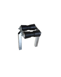 Rullo centrale doppio basculante nero con gambo 40x40 per rimorchi