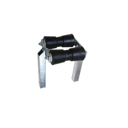 Rullo centrale doppio basculante nero con gambo 40x40 per rimorchi