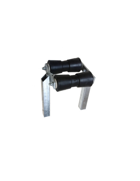 Rullo centrale doppio basculante nero con gambo 40x40 per rimorchi