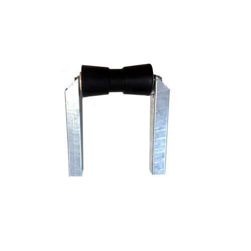 Rullo centrale singolo nero con gambo 40x40 per rimorchi