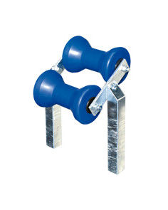 Rullo centrale basculante doppio blu con gambo 40x40mm per rimorchi