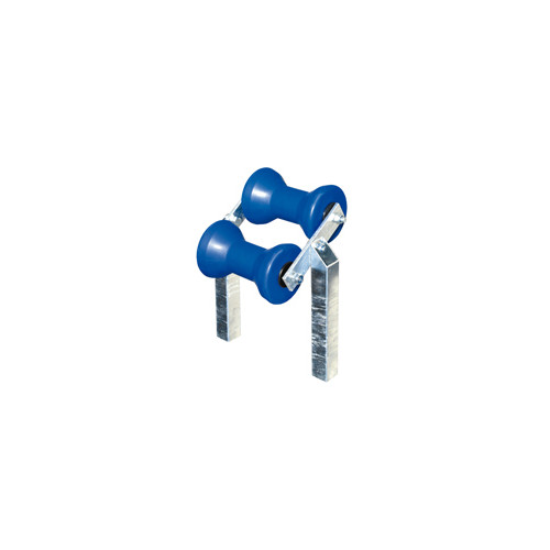 Rullo centrale basculante doppio blu con gambo 40x40mm per rimorchi