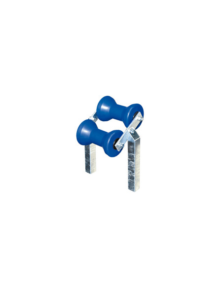 Rullo centrale basculante doppio blu con gambo 40x40mm per rimorchi