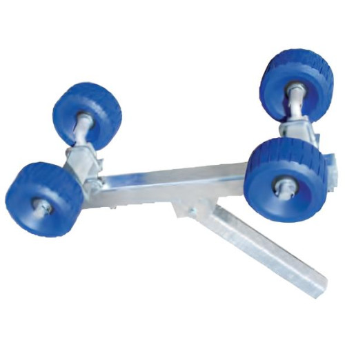 Rullo laterale basculante blu con gambo 40x40mm per rimorchi