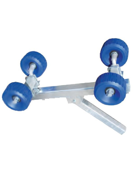 Rullo laterale basculante blu con gambo 40x40mm per rimorchi