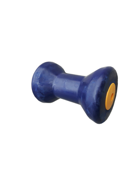 Rullo centrale blu inserto giallo foro 18mm per rimorchi