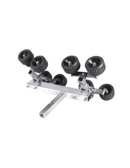 Rullo laterale a 8 rulli grigio con gambo 40x40mm per rimorchi