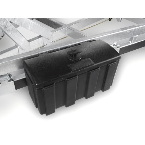 Cassetta attrezzi 52x22x28cm in plastica nera per rimorchi nautici