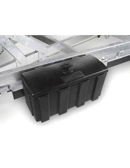 Cassetta attrezzi 52x22x28cm in plastica nera per rimorchi nautici