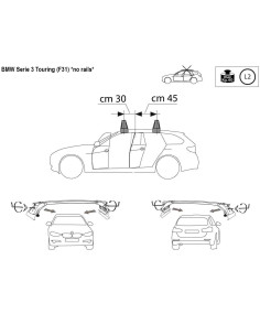 Kit barre portatutto LP47 per Bmw Serie 3 Touring SW 2012-2019 2