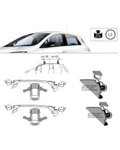 Kit barre portatutto LP47 per Renault Zoe 5 porte dal 2014 2