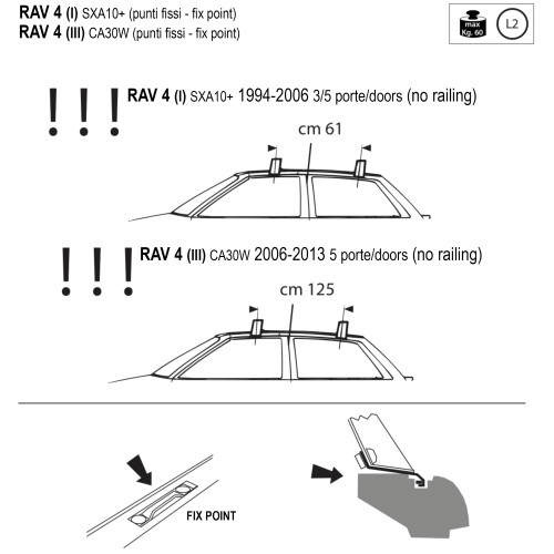 Kit barre portatutto LP47 per Toyota Rav4 5p Crossover 2006-2013