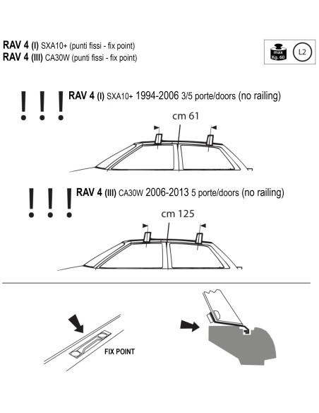Kit barre portatutto LP47 per Toyota Rav4 5p Crossover 2006-2013