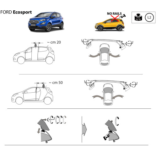 Kit barre portatutto LP47 per Ford Ecosport dal 2014