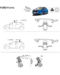 Kit barre portatutto LP47 per Ford Puma 5 porte dal 2019 2