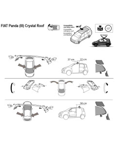 Kit barre portatutto LP47 per Fiat Panda Crystal Roof dal 2012 2